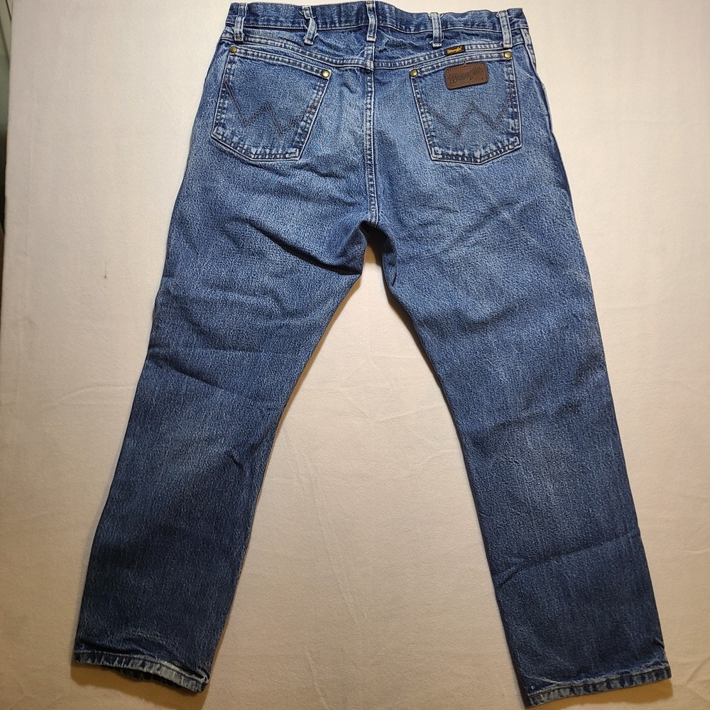 Wrangler 47MWZPW Jeans Mens 38x30 Blue Regular Fit Straight Leg Denim
